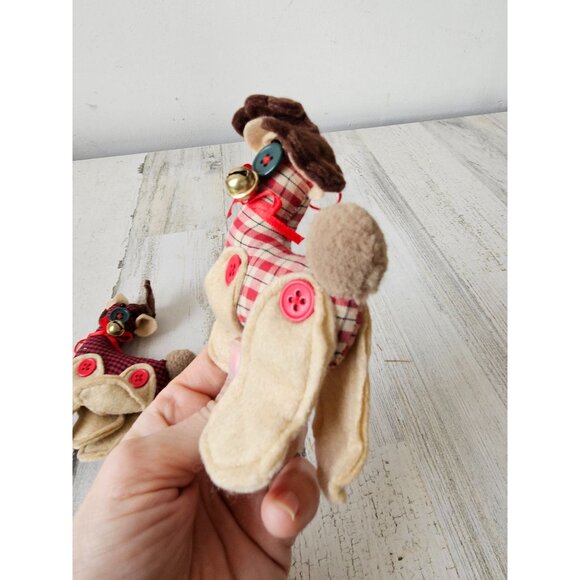 Plush stuffed deer‎ button ornament tree set Xmas - Picture 6 of 8